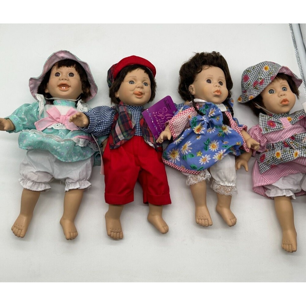 GIGO Gi-Go Toys My Pals Bean Bag Kids Vinyl Baby Dolls 10" Expressions Lot of 4